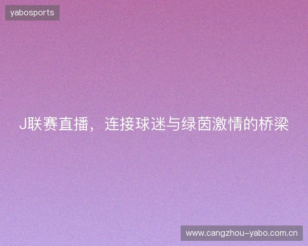 J联赛直播，连接球迷与绿茵激情的桥梁
